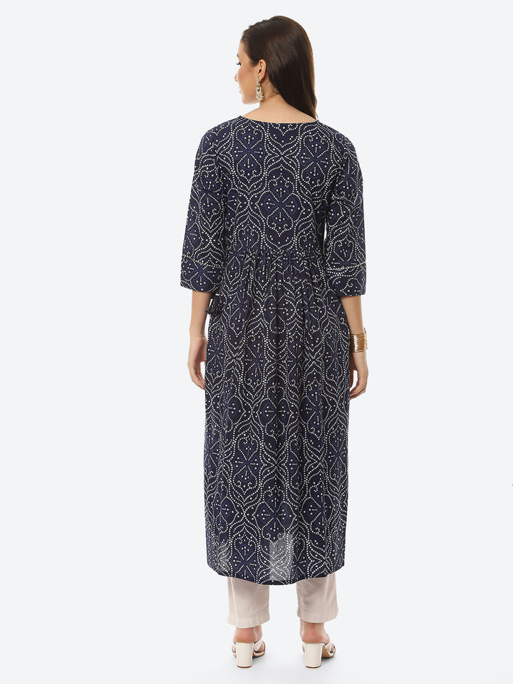 Resham Mirror Printed Cotton Kurta