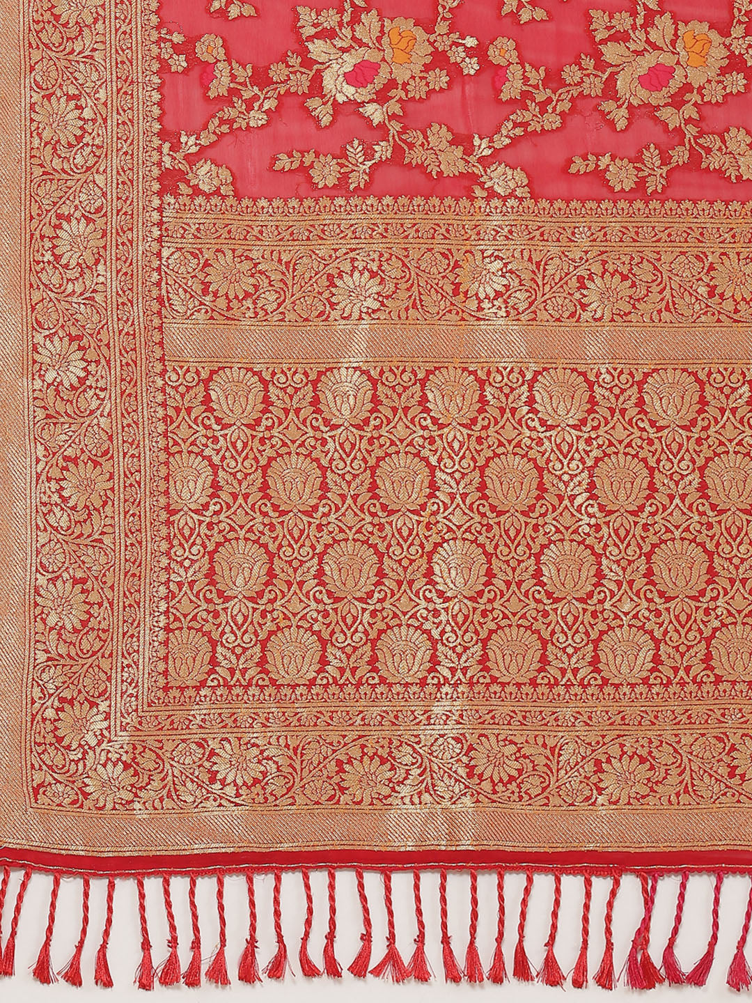 Floral Zari Jaal Georgette Plain Saree