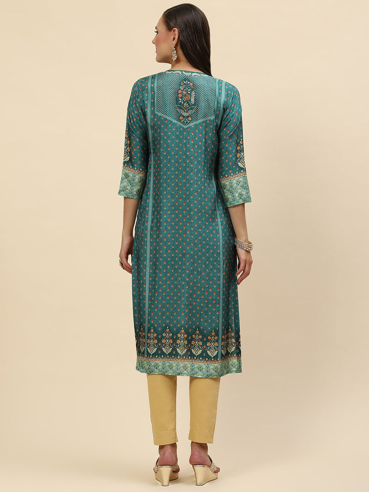 Neck Embroidered &amp; Printed Handloom Kurta
