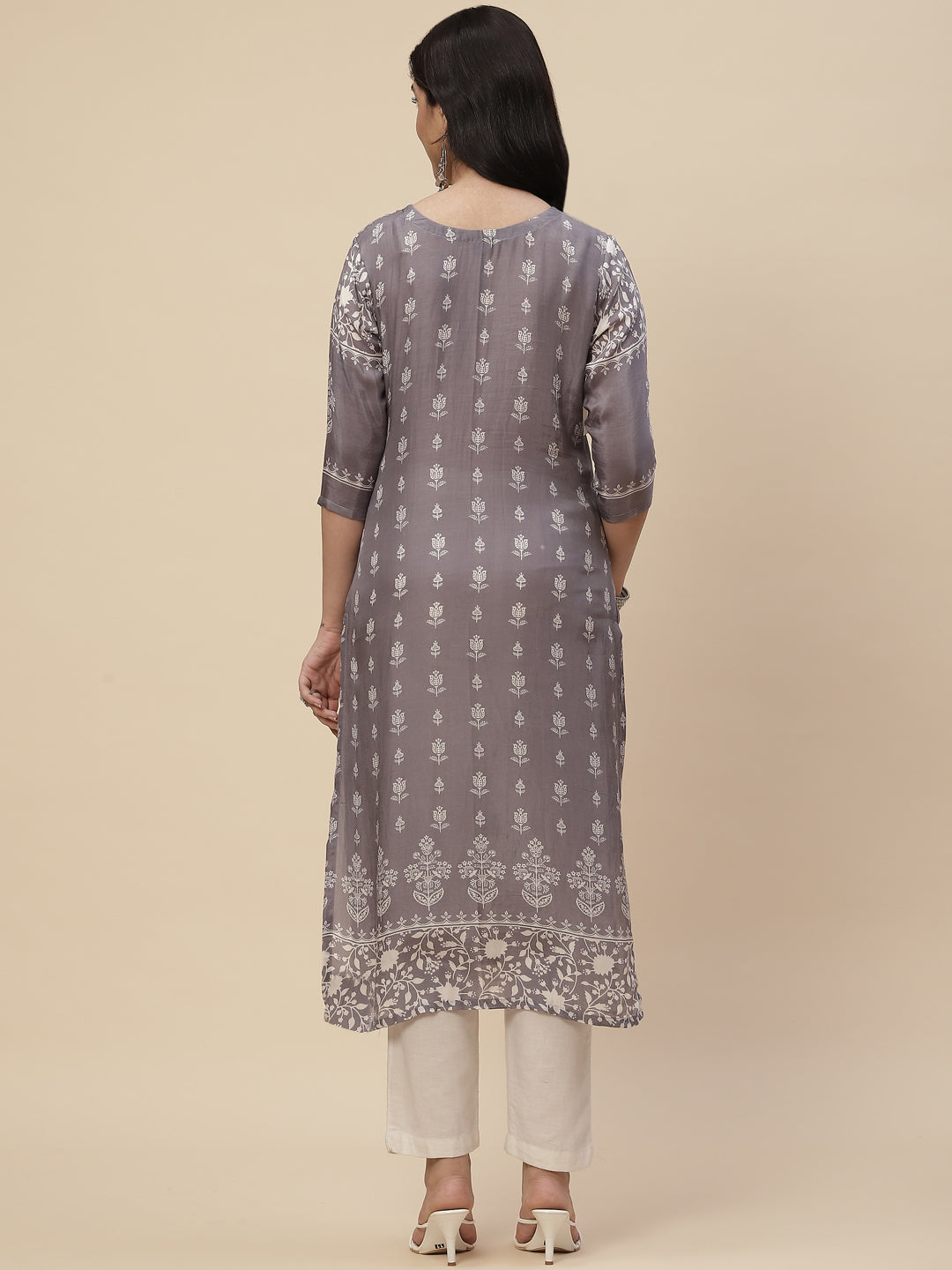 Neck Mirror Work  Printed Cotton Kurta