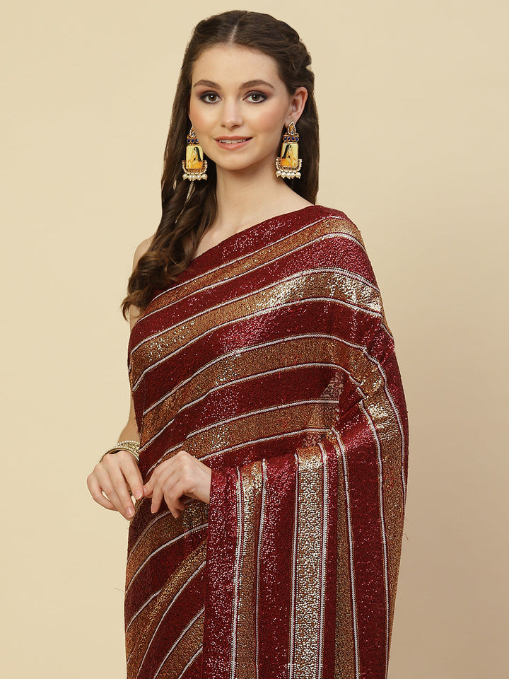 Sequin Embroidered Georgette Saree