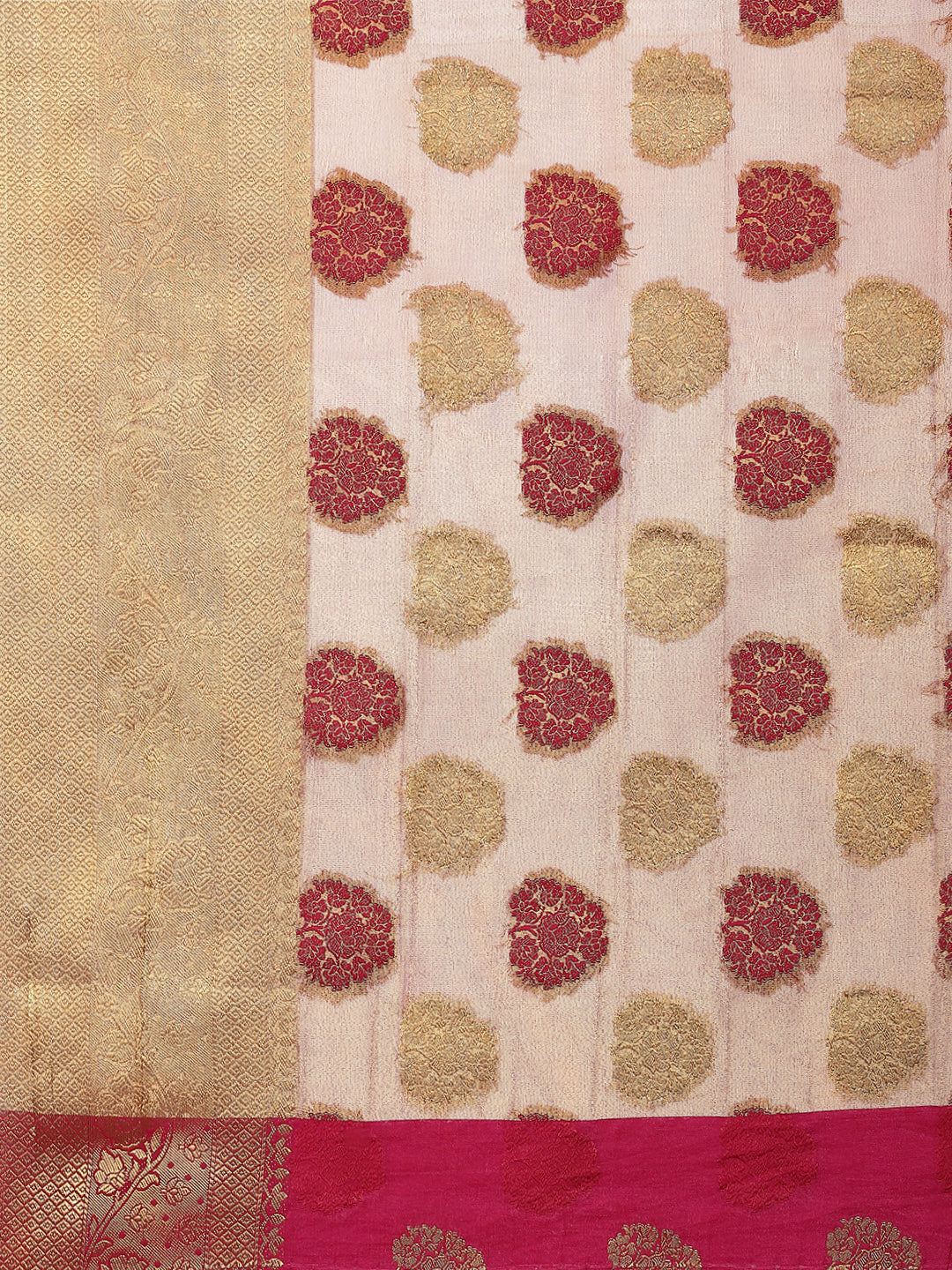 Zari Border Booti Art HAndloom Woven Saree