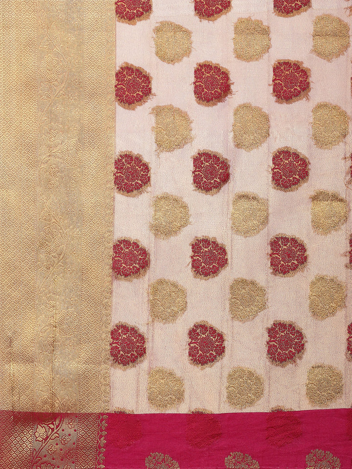 Zari Border Booti Art HAndloom Woven Saree