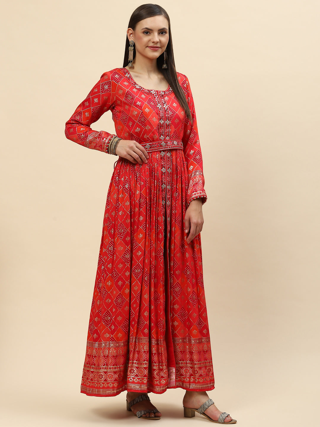 Banarasi Cotton Kurta With Pants &amp; Silk Dupatta