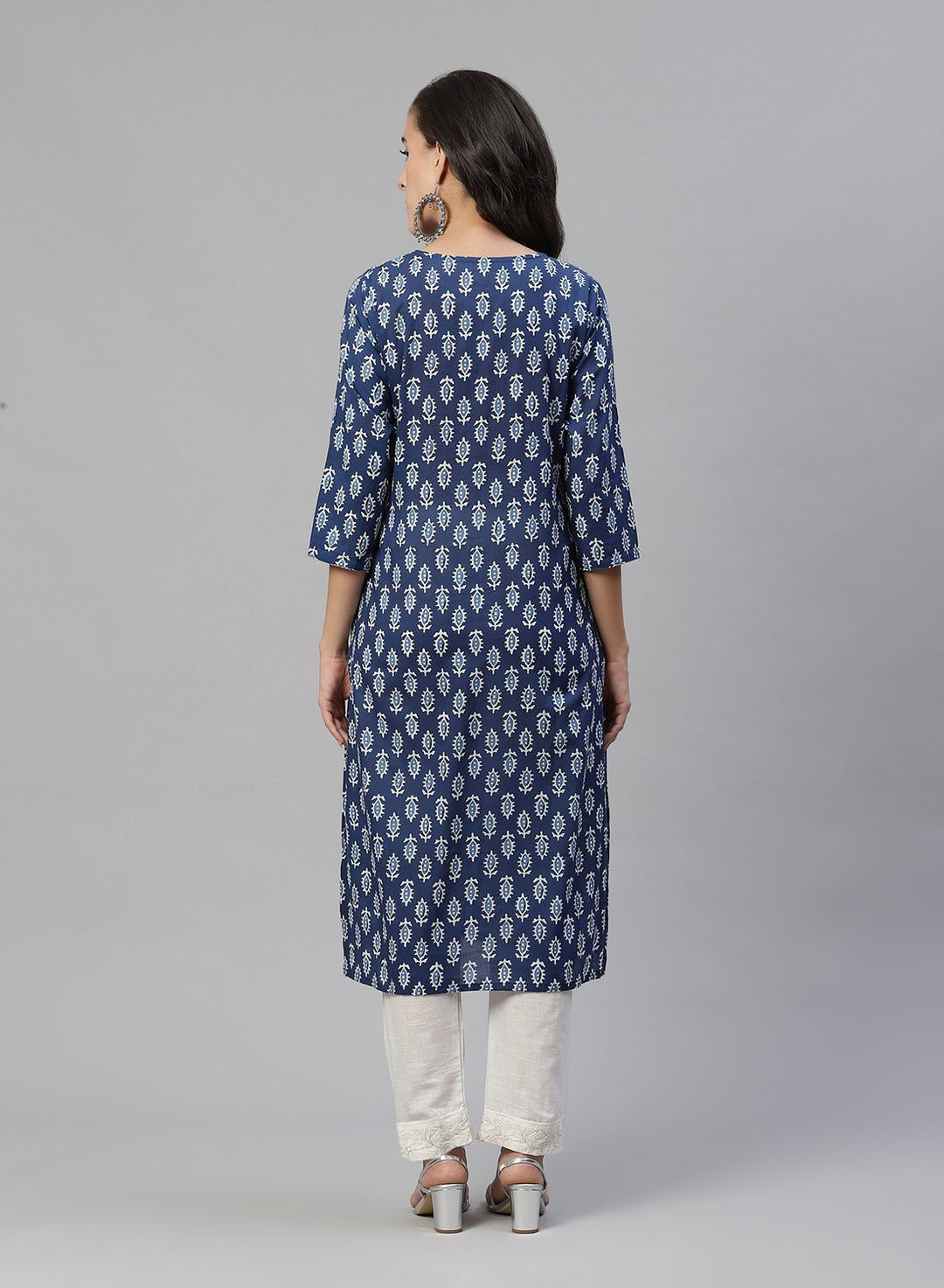 Yoke Embroidered Cotton Printed Kurti Pant Set