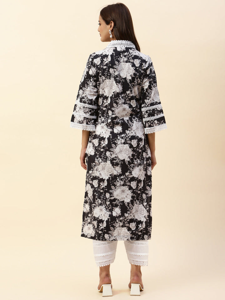Floral Printed Cotton Kurta With Pants