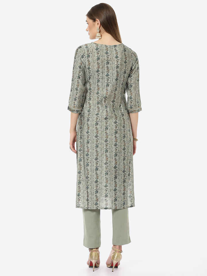 Printed Muslin Kurta With Pant