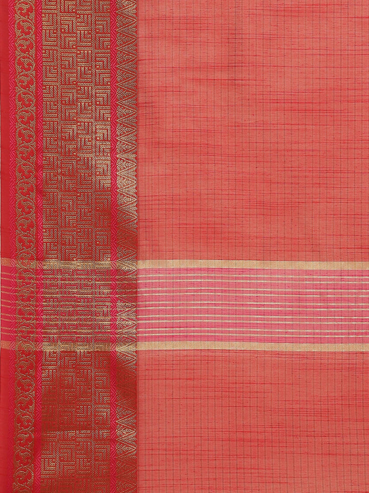 Plain Zari Border Cotton Woven Saree