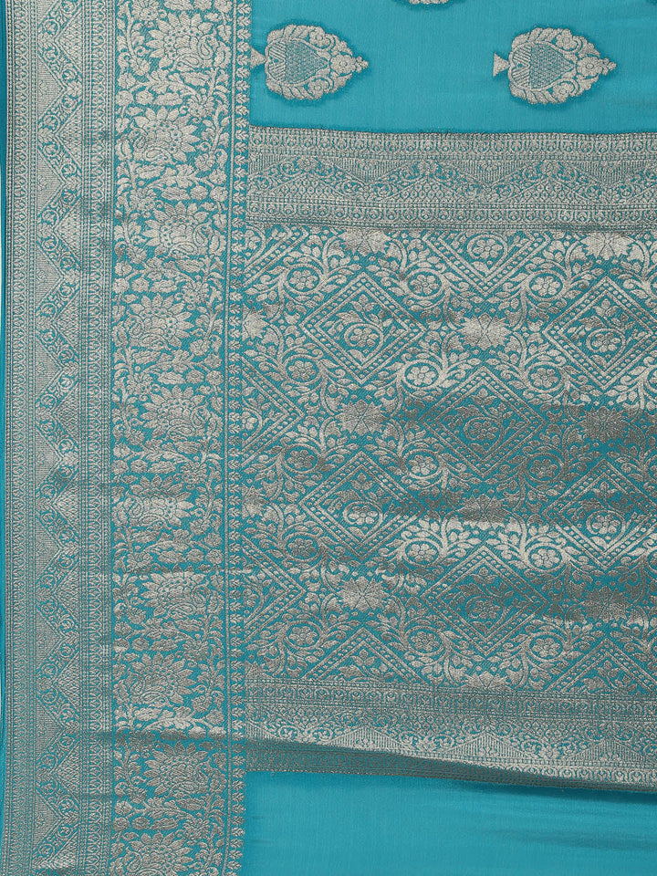 Zari Booti Crepe Plain Saree