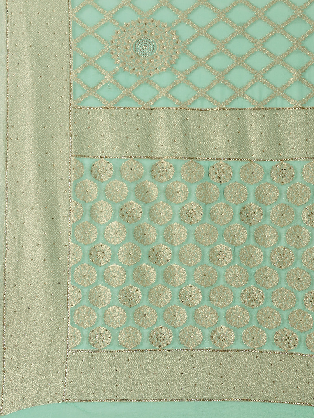 Zari Jaal Stone Art Georgette Plain Saree