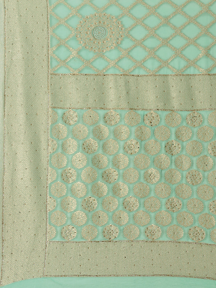 Zari Jaal Stone Art Georgette Plain Saree