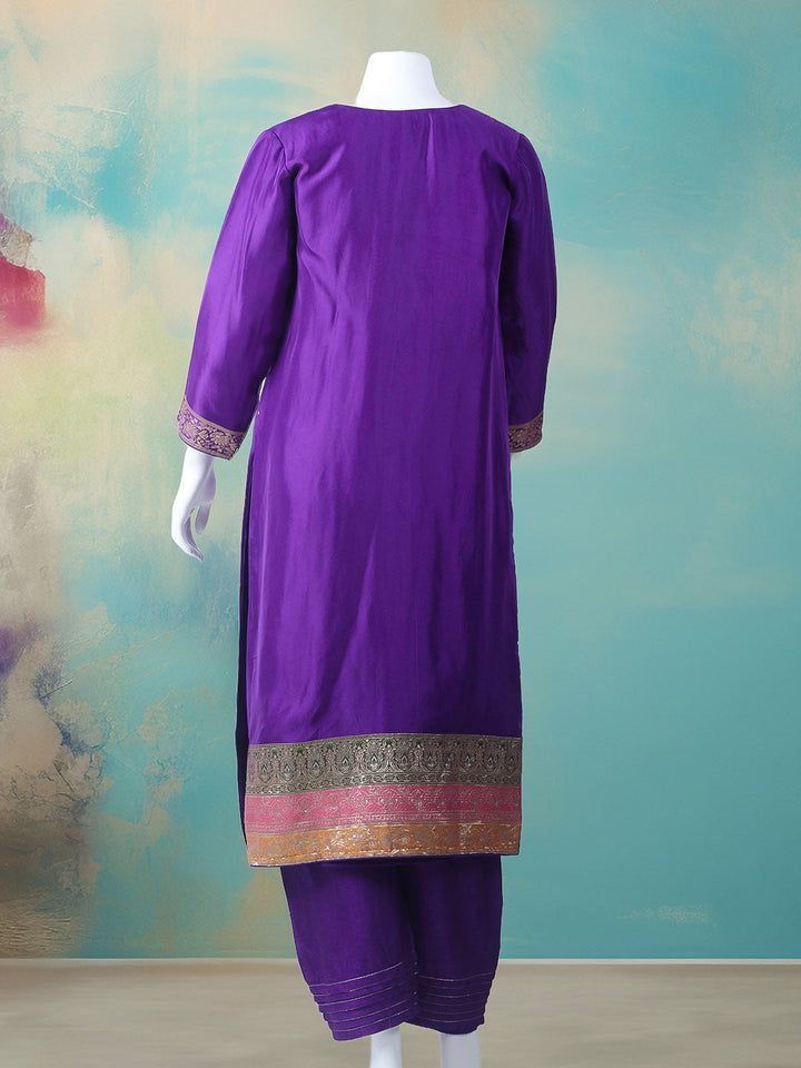 Embroidered Cotton Blend Stitched Kurta With Pant &amp; Dupatta
