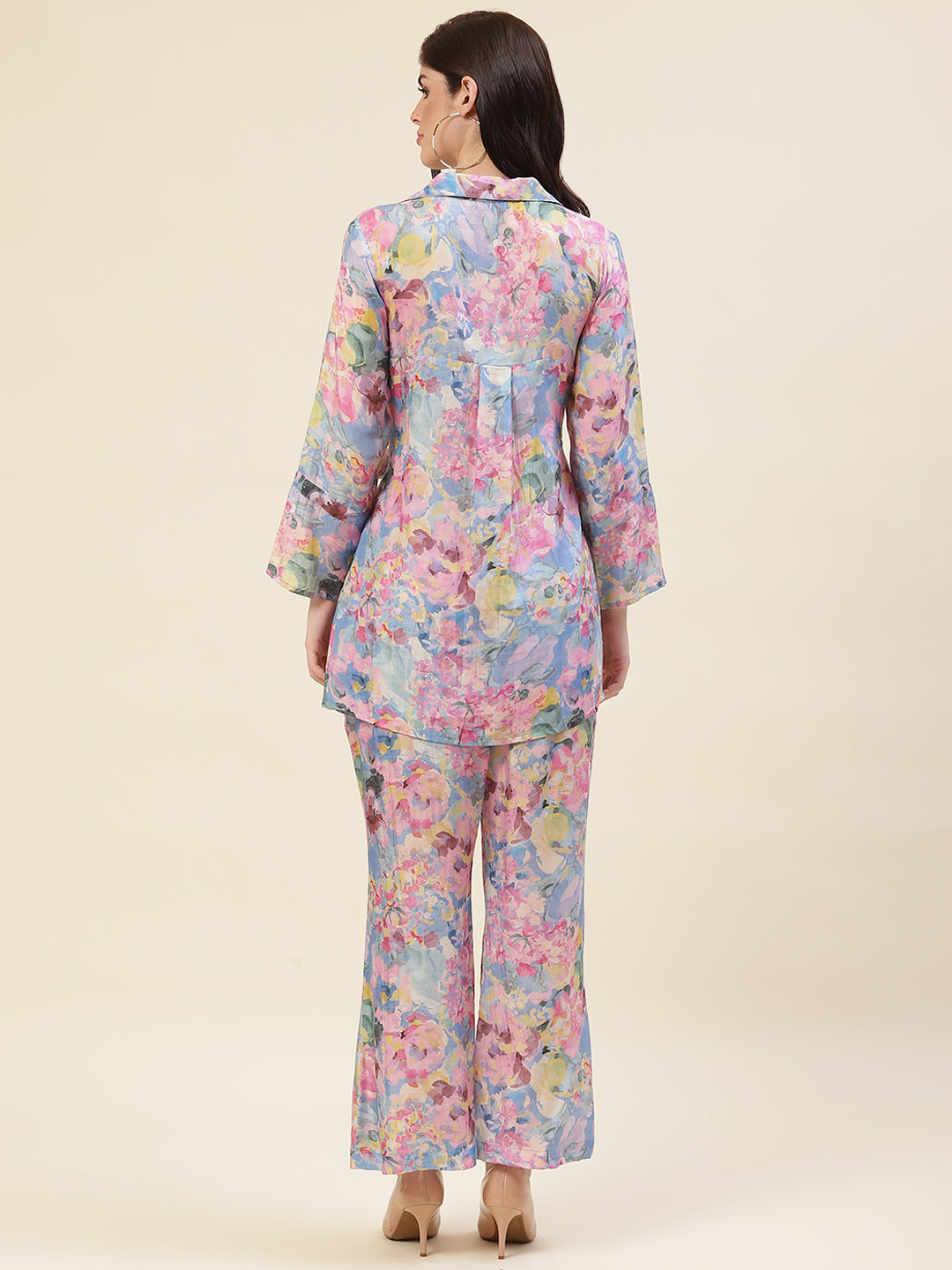 Sky Blue Pink Hues Co-ord Set Short Kurta
