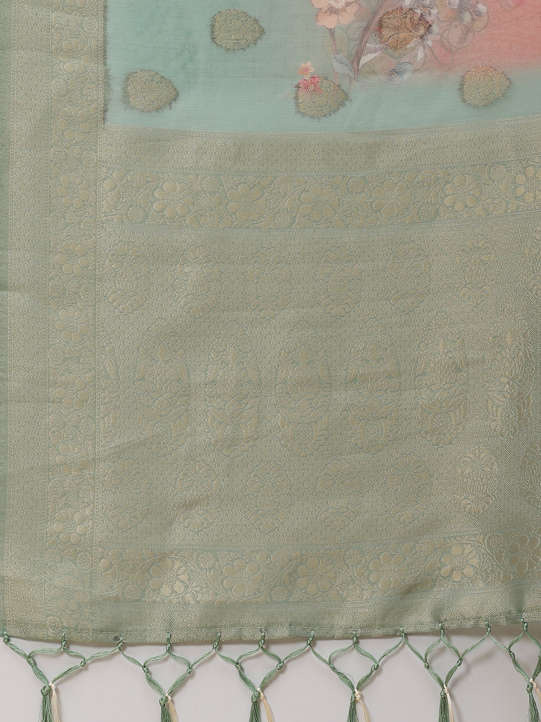 Floral Digital Printed Banarasi Jaal Cotton Saree