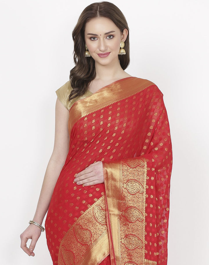 Red Art Chiffon Saree