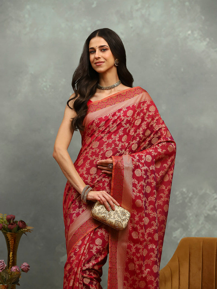 Resham Woven Design Cotton Blend Woven Saree