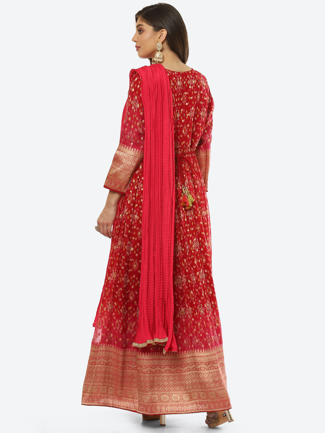 Woven Organza Anarkali With Pant &amp; Dupatta