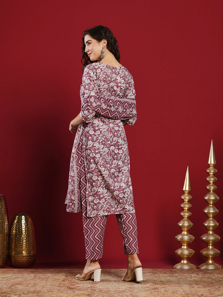 Printed Cotton Kurta With Pant &amp; Dupatta