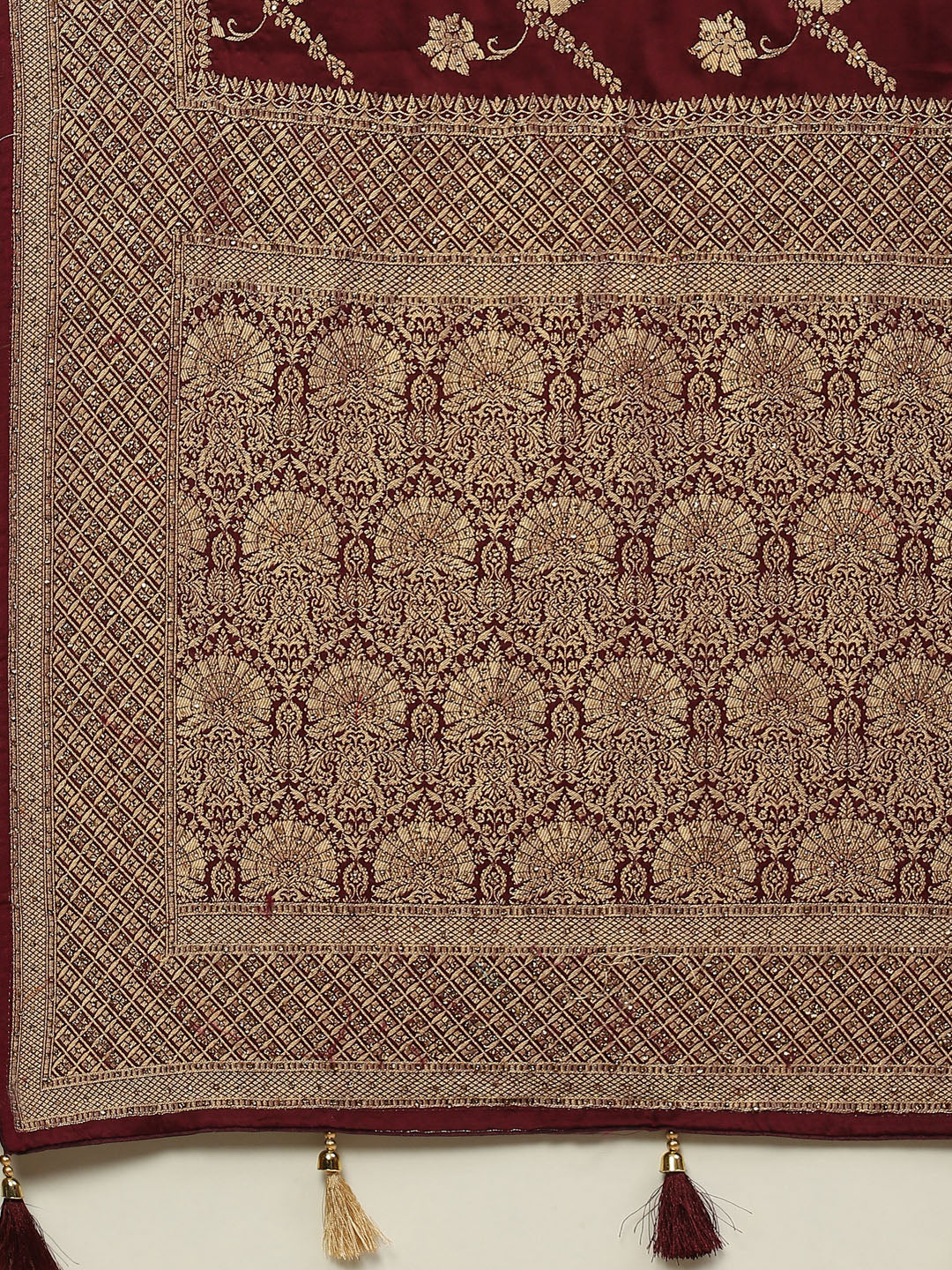 Floral Stone Jaal Satin Woven Saree
