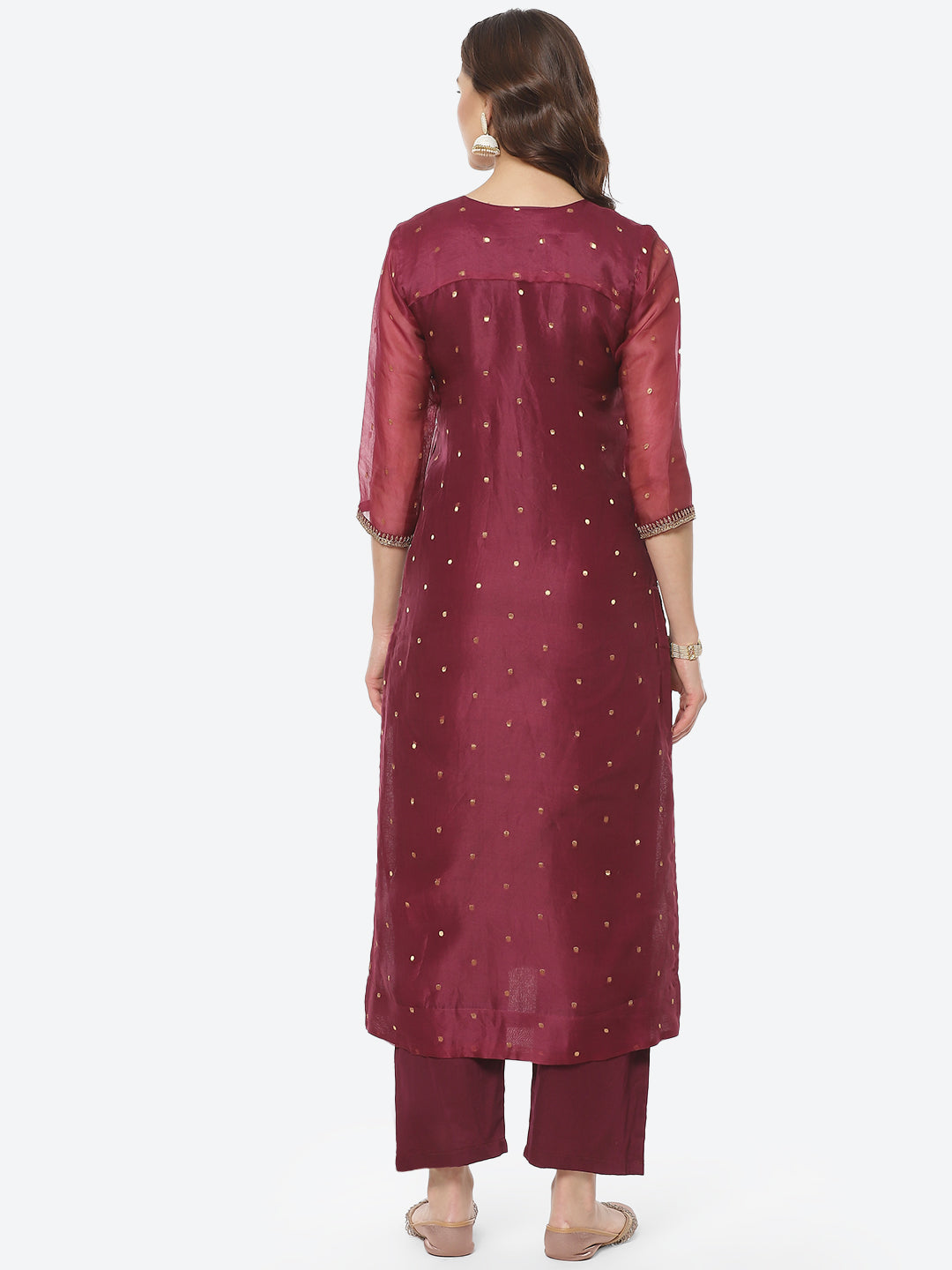 Embroidered Neck Organza Kurti With Pant