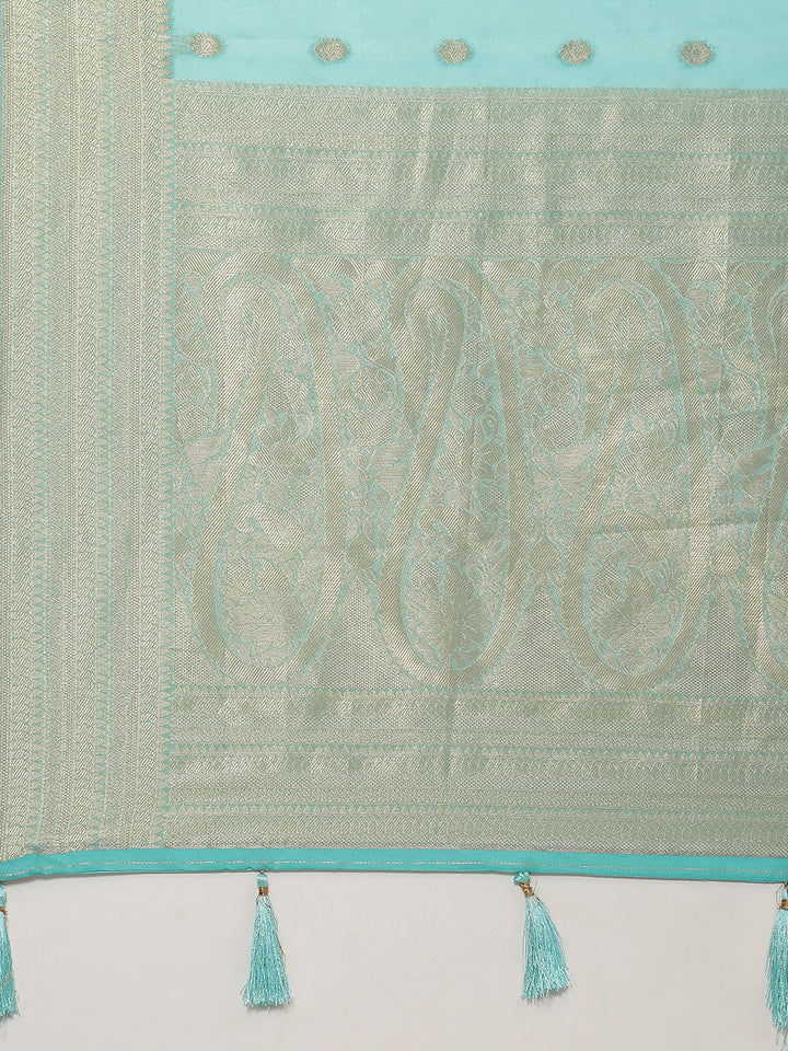 Zari Booti Organza Woven Saree