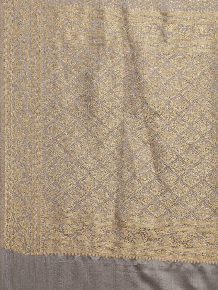 Brocade Zari Booti Satin Woven Saree