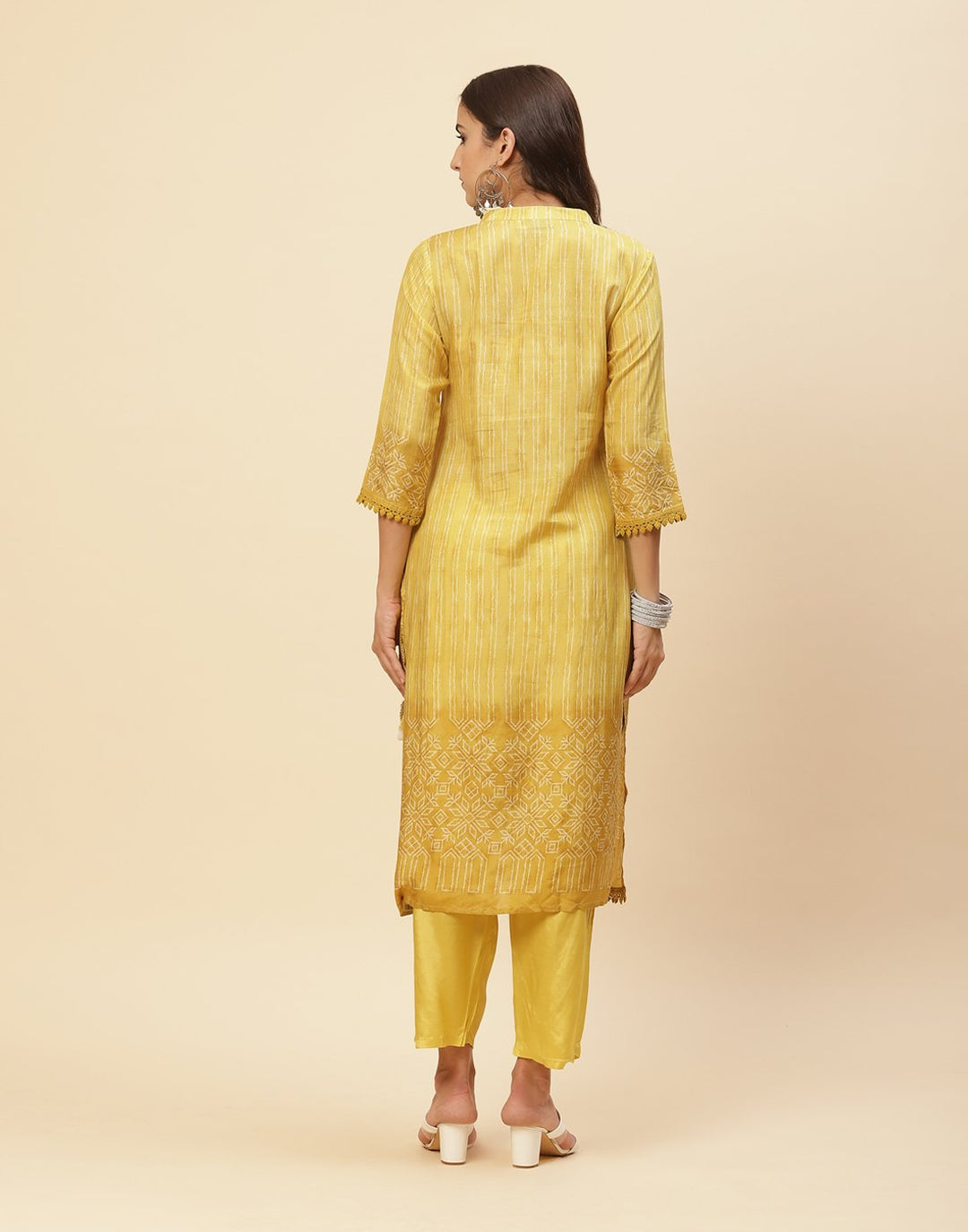 Printed Mirror Work Cotton Muslin Kurti With Pant