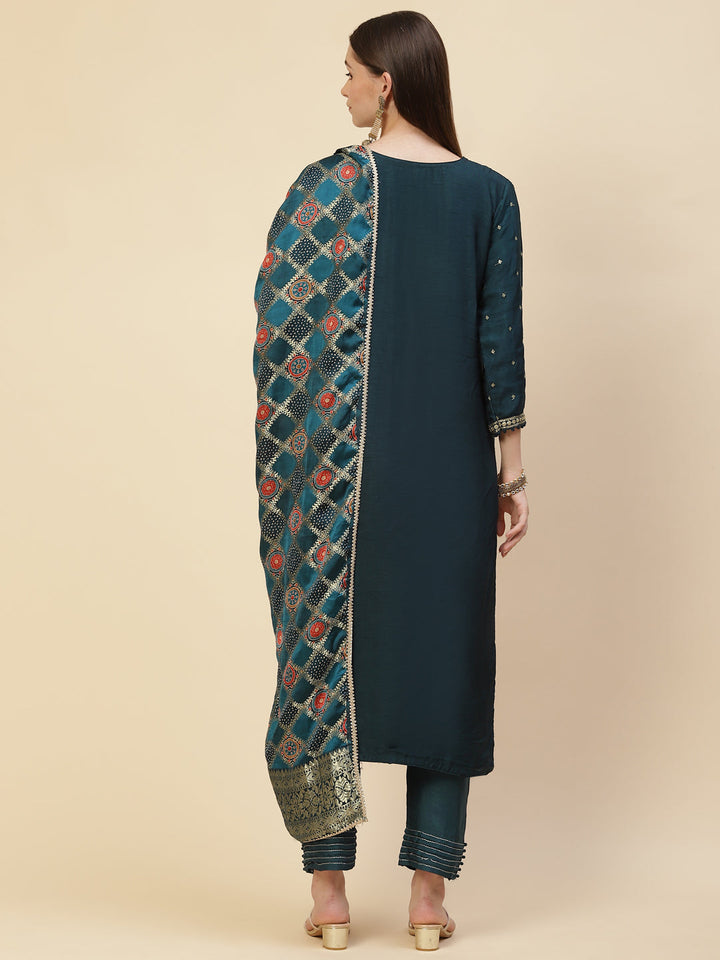 Zari Booti Handloom Kurta With Pants &amp; Dupatta