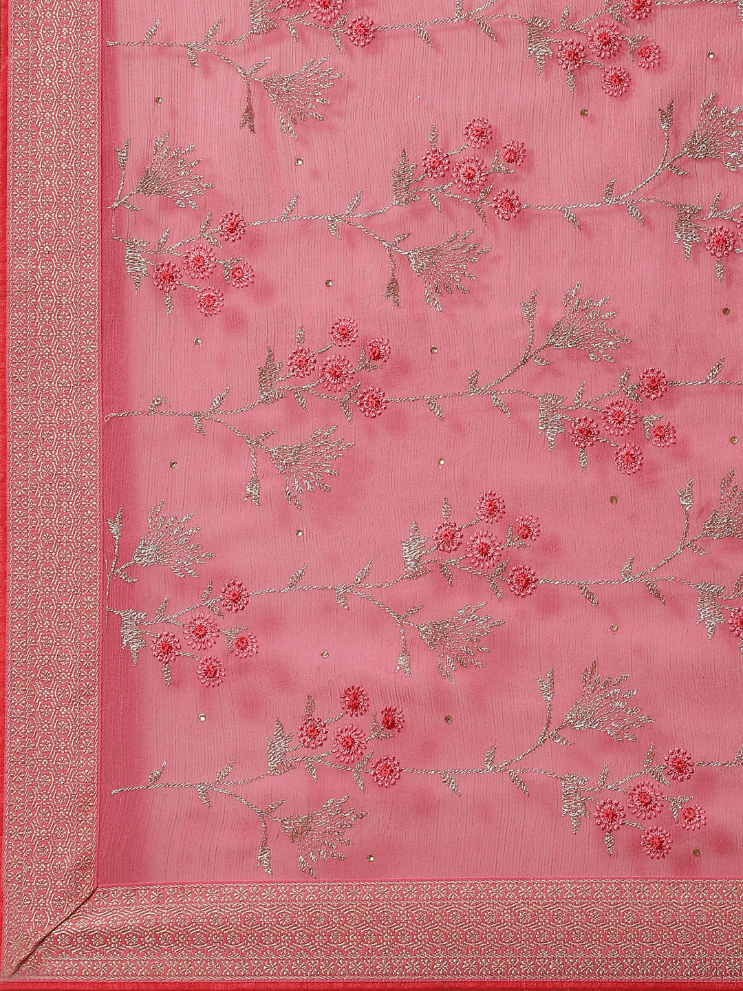 Resham Embroidered Chiffon Saree