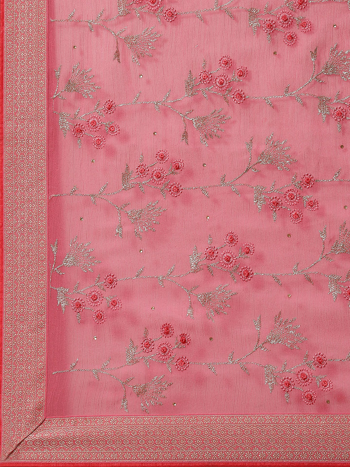 Resham Embroidered Chiffon Saree