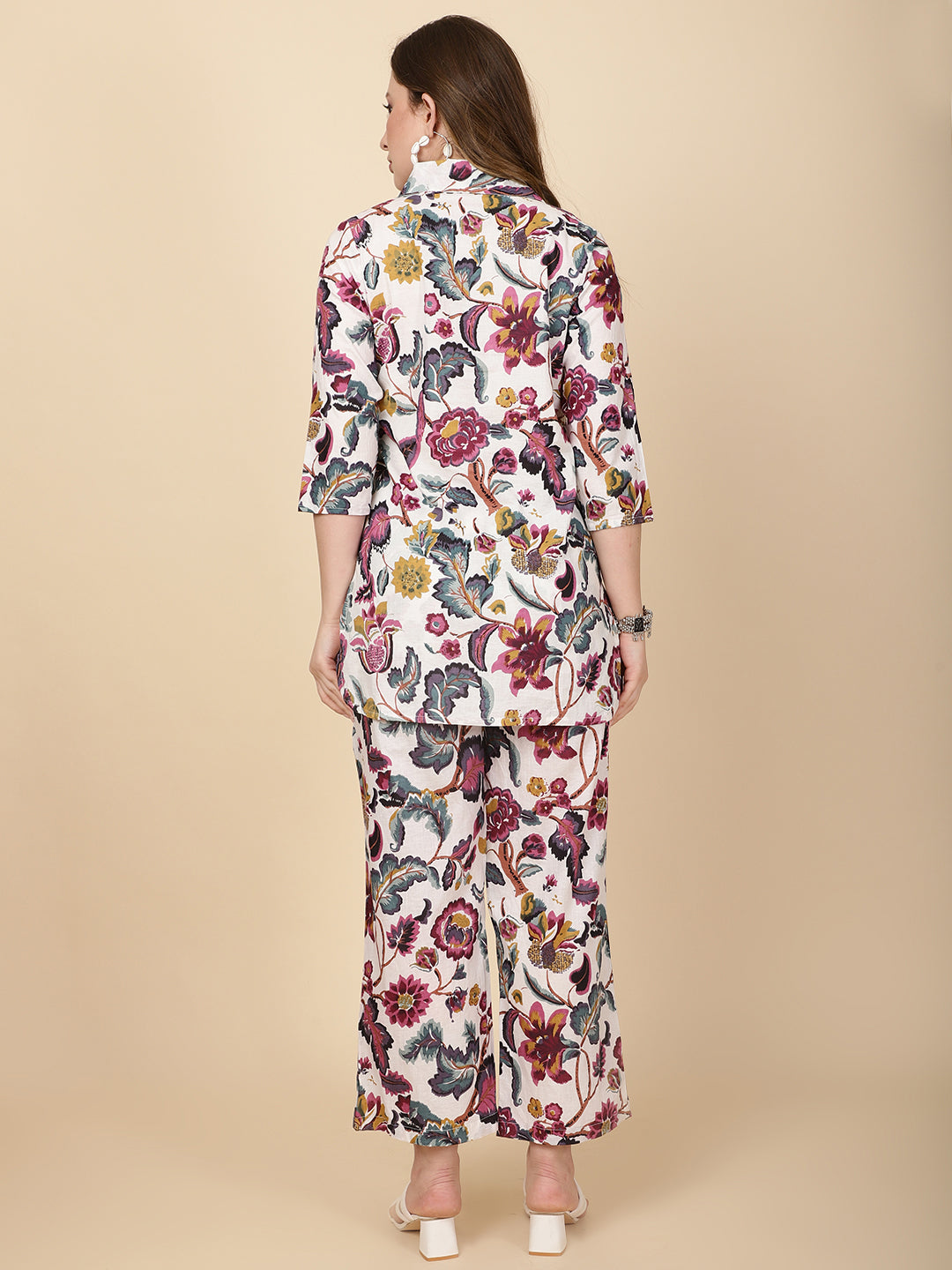 Floral Printed Cotton Kurti With Pants