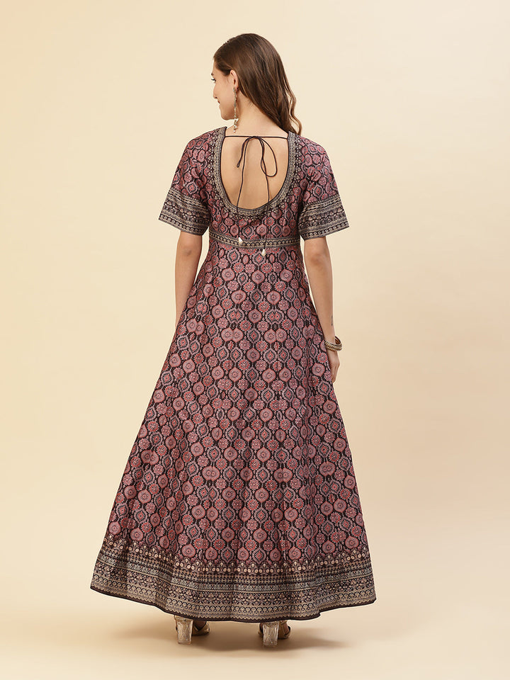 Digital Printed Art Tussar Anarkali Kurti With Chudidar And Net Dupatta
