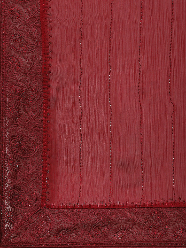 Resham Border Chiffon Embroidered Saree