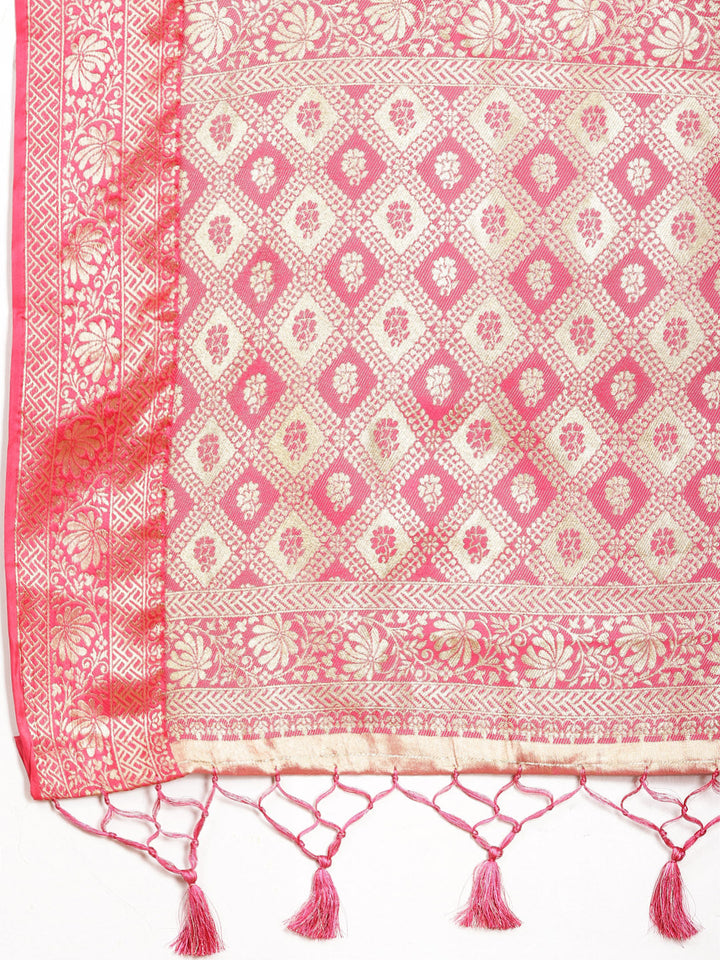 Plain Zari Border Banarasi Woven Saree