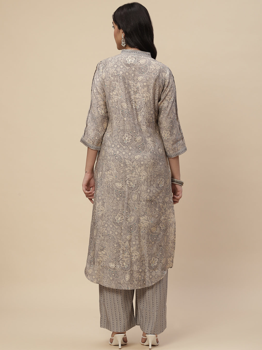 Sequin Crepe Kurta With Pants