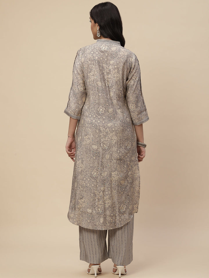 Sequin Crepe Kurta With Pants