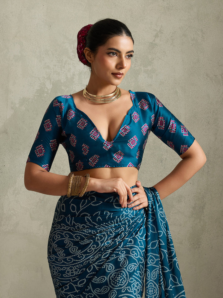 Printed Satin Saree