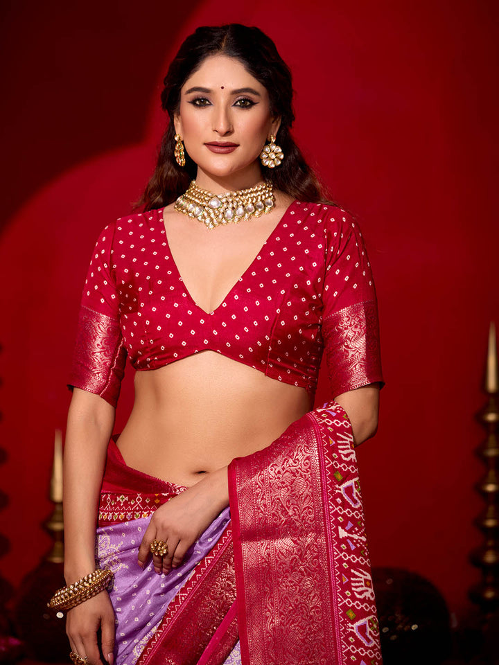 Bandhani Printed Art Silk Saree