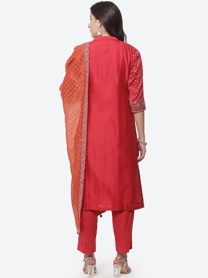 Embroidered Cotton Chanderi Stitched Salwar Kameez With Embroidered Dupatta