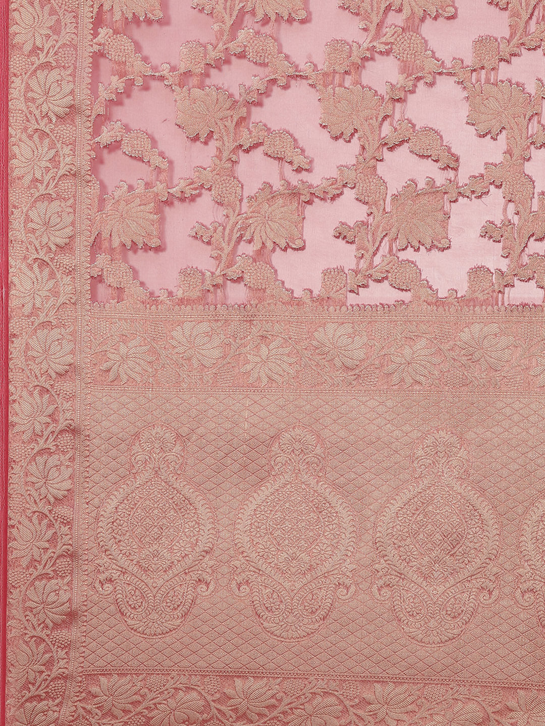 Floral Zari Jaal Organza Woven Saree