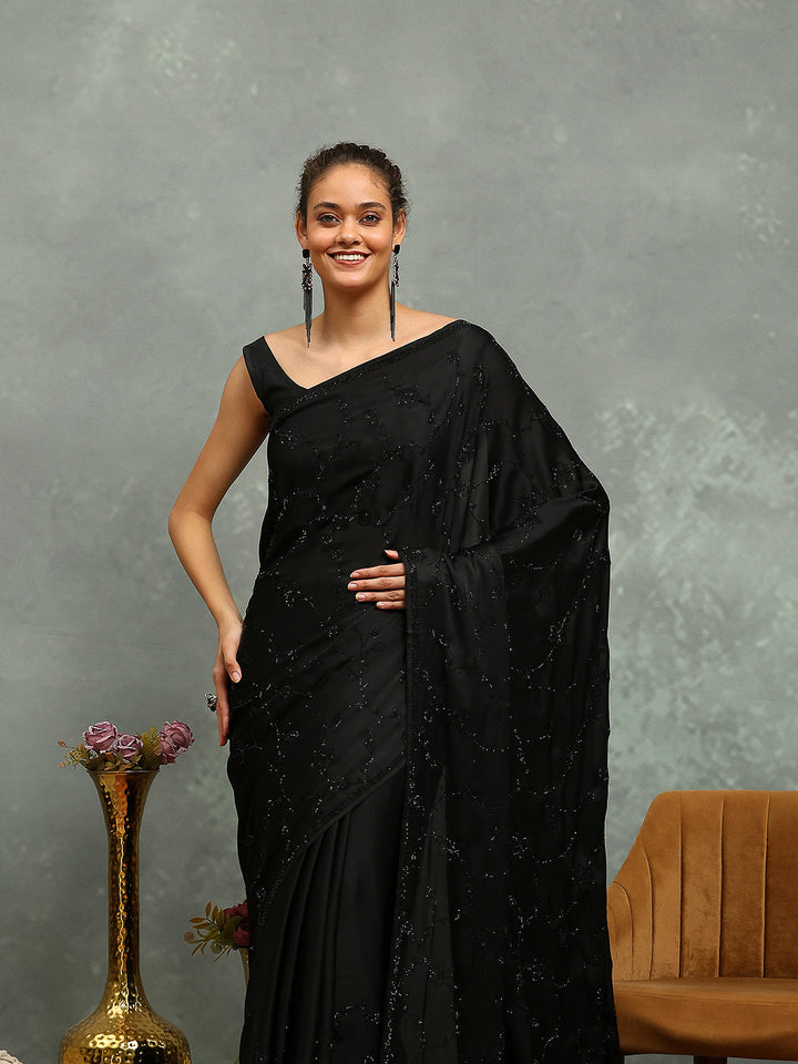 Stone Embroidered Satin Saree