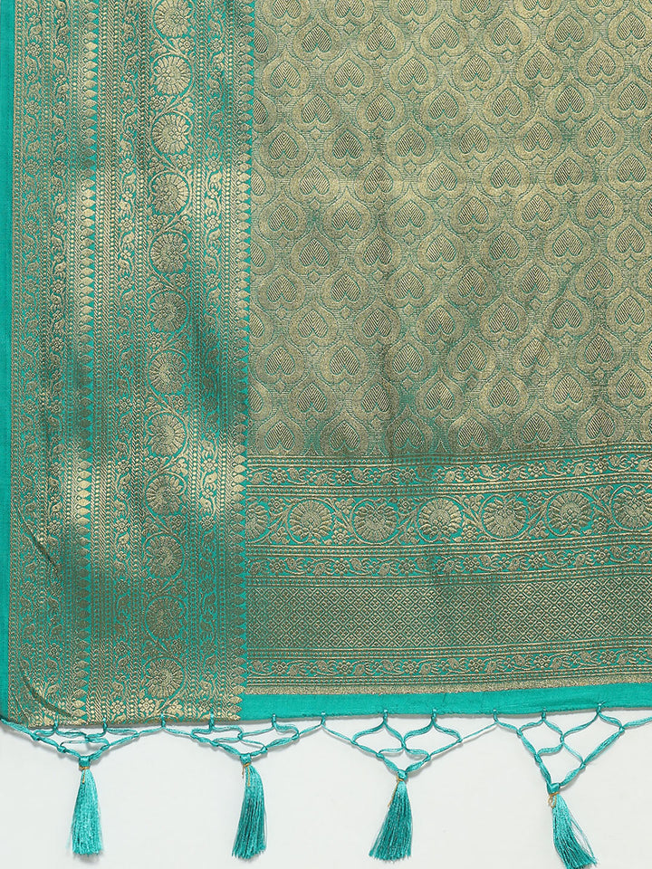 Zari Border Booti Woven Handloom Saree