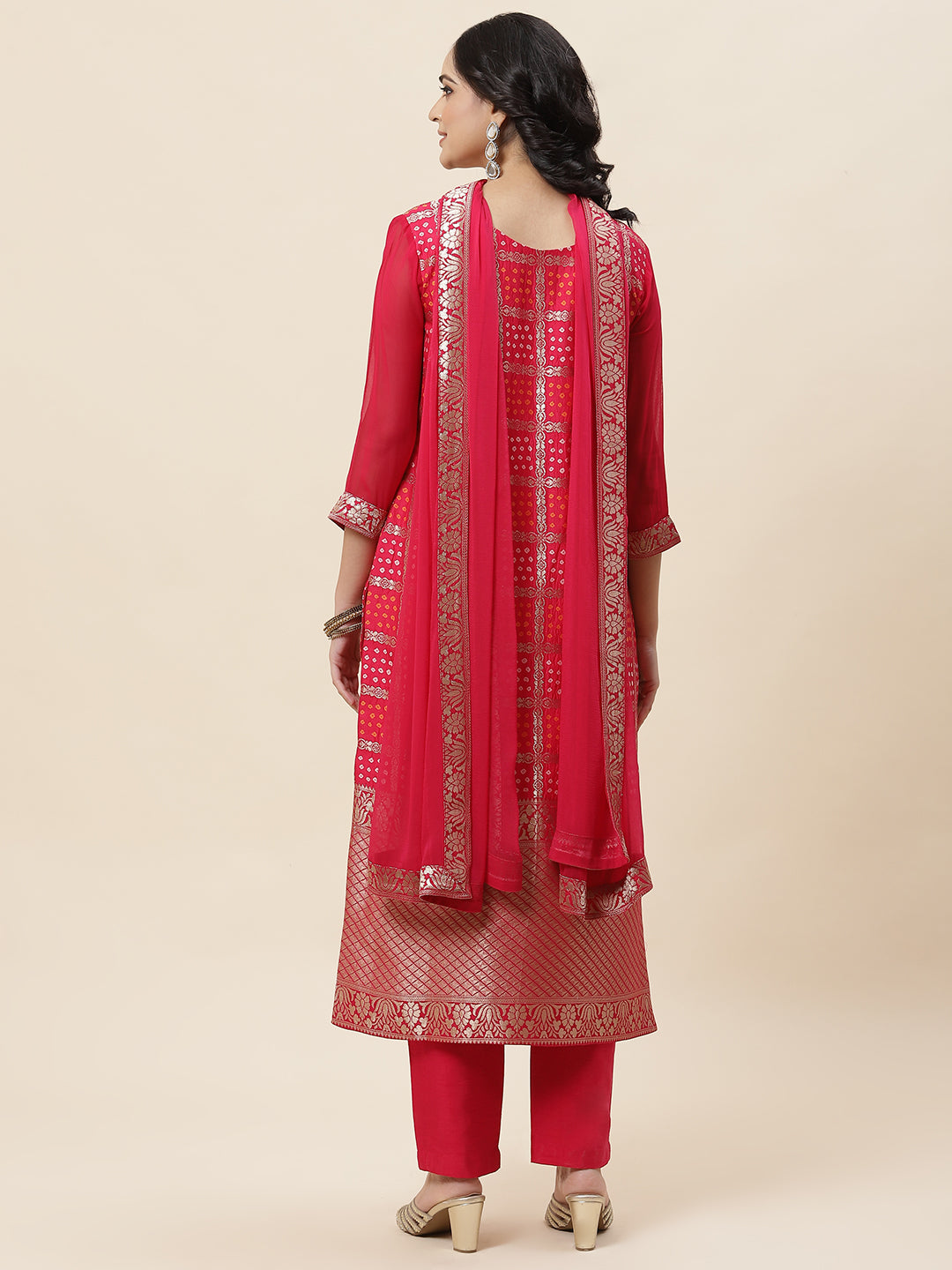 Zari Jaal Handloom Kurta With Pants &amp; Dupatta
