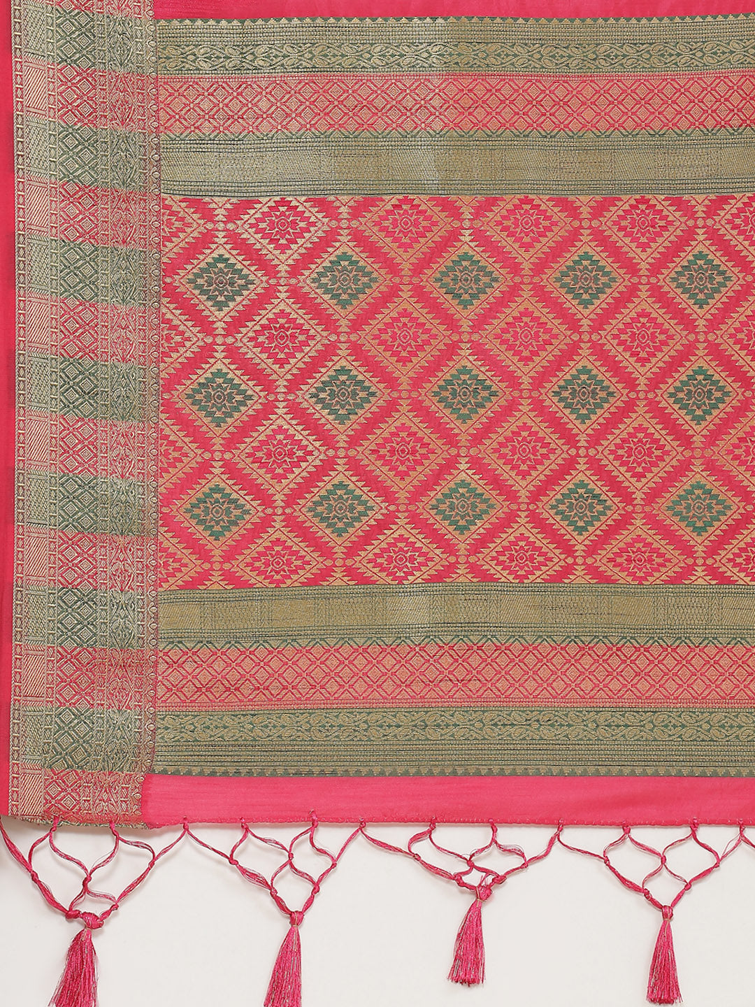Plain Zari Booti Handloom Woven Saree