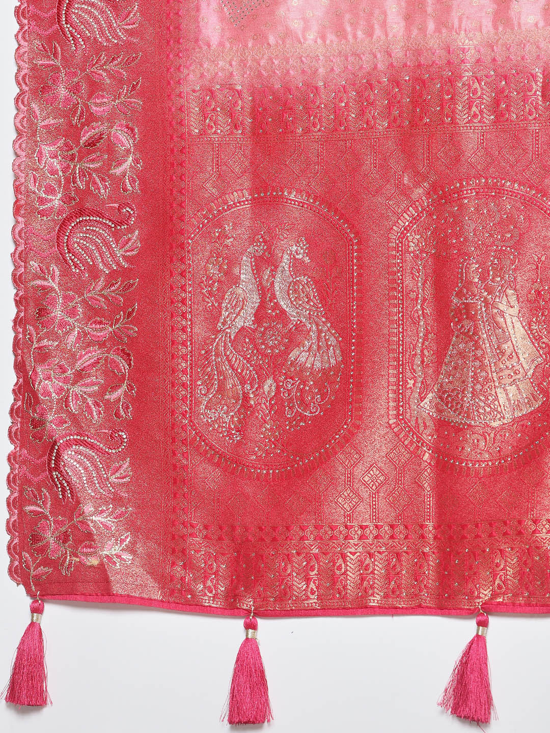 Zari Border Booti Art Silk Woven Saree