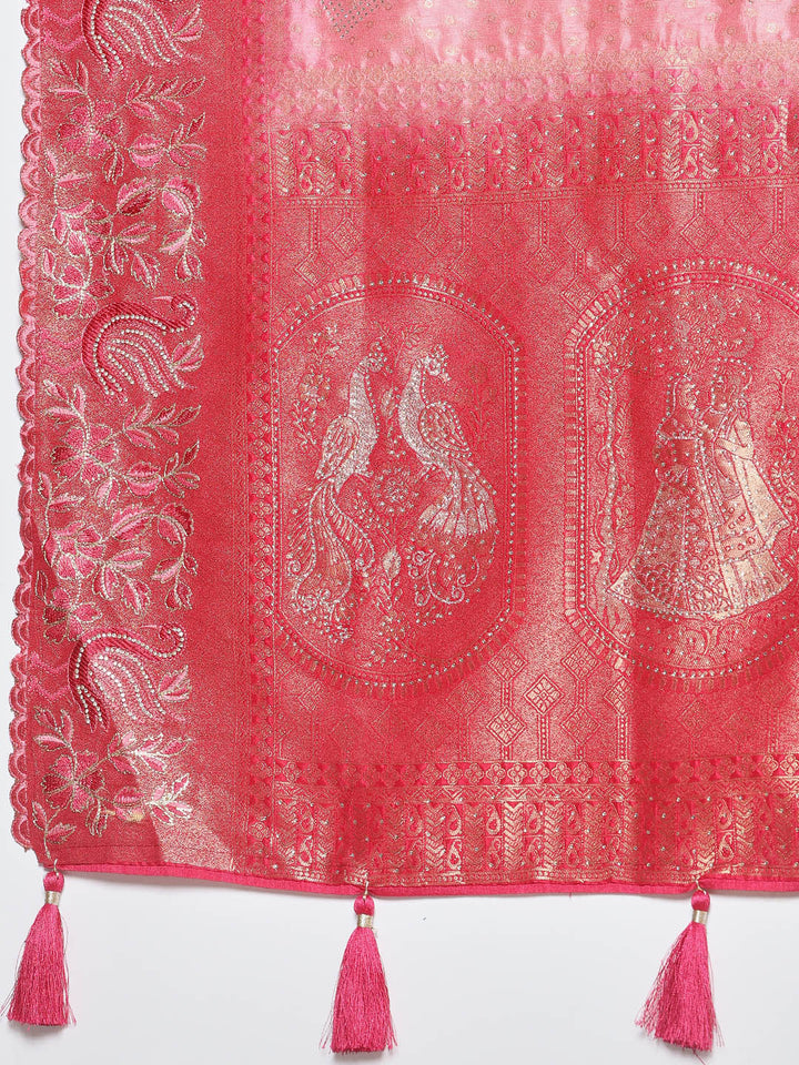 Zari Border Booti Art Silk Woven Saree