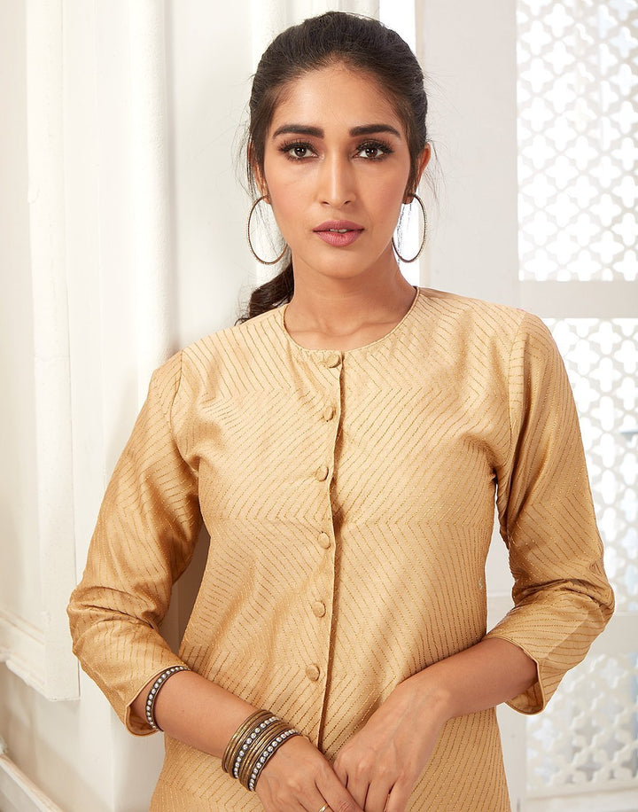 Chanderi Pintuck Detail Kurti with Palazzo