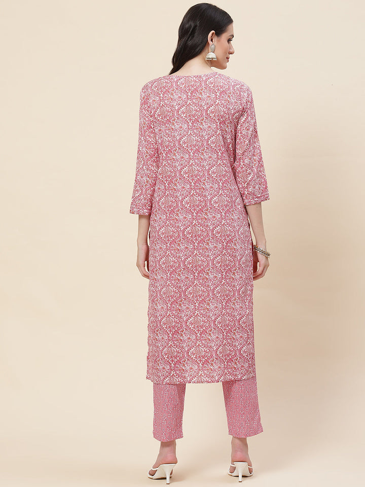 Printed Cotton Kurta With Pants