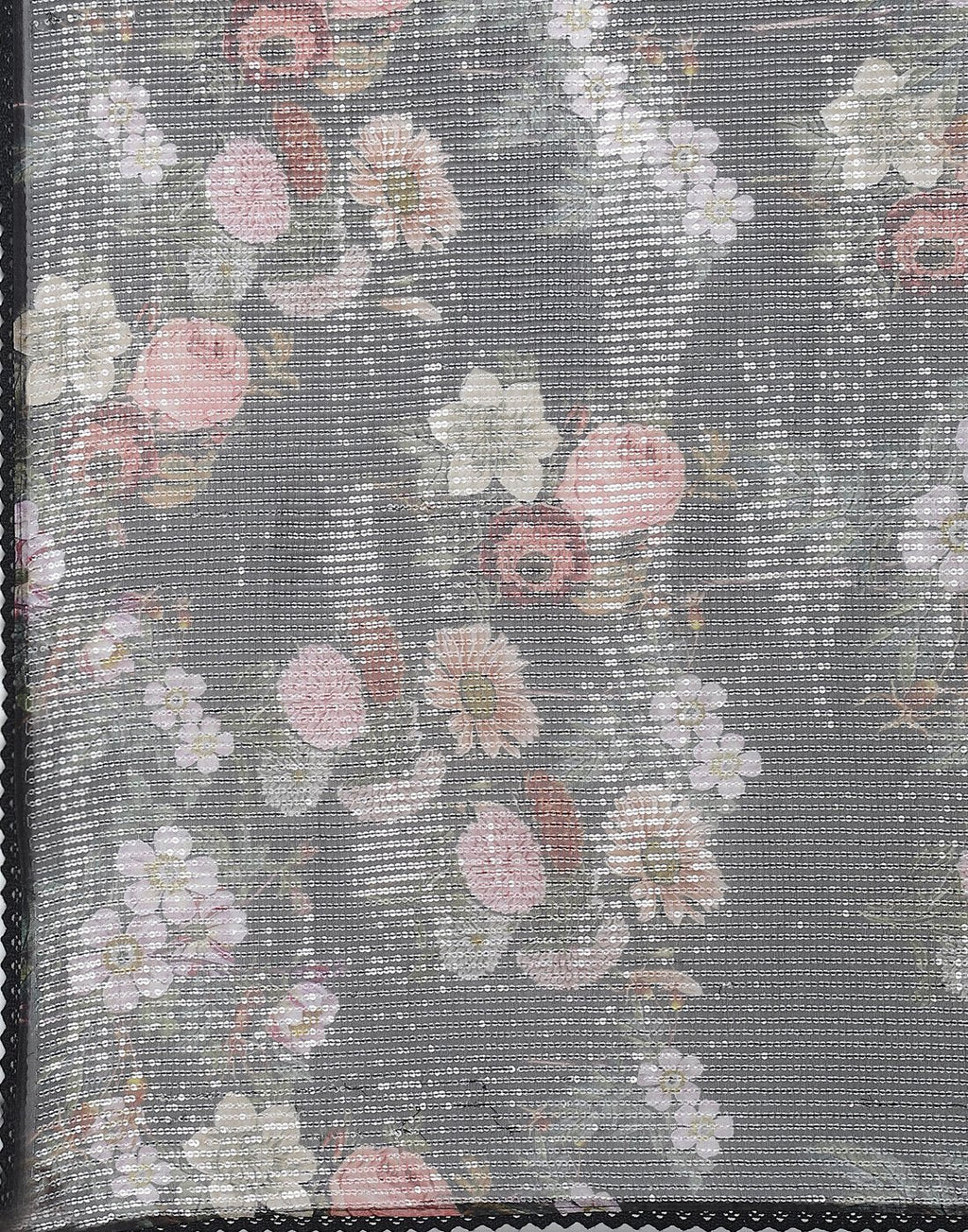 Beautiful Floral Printed  Organza Saree with Sequence Work