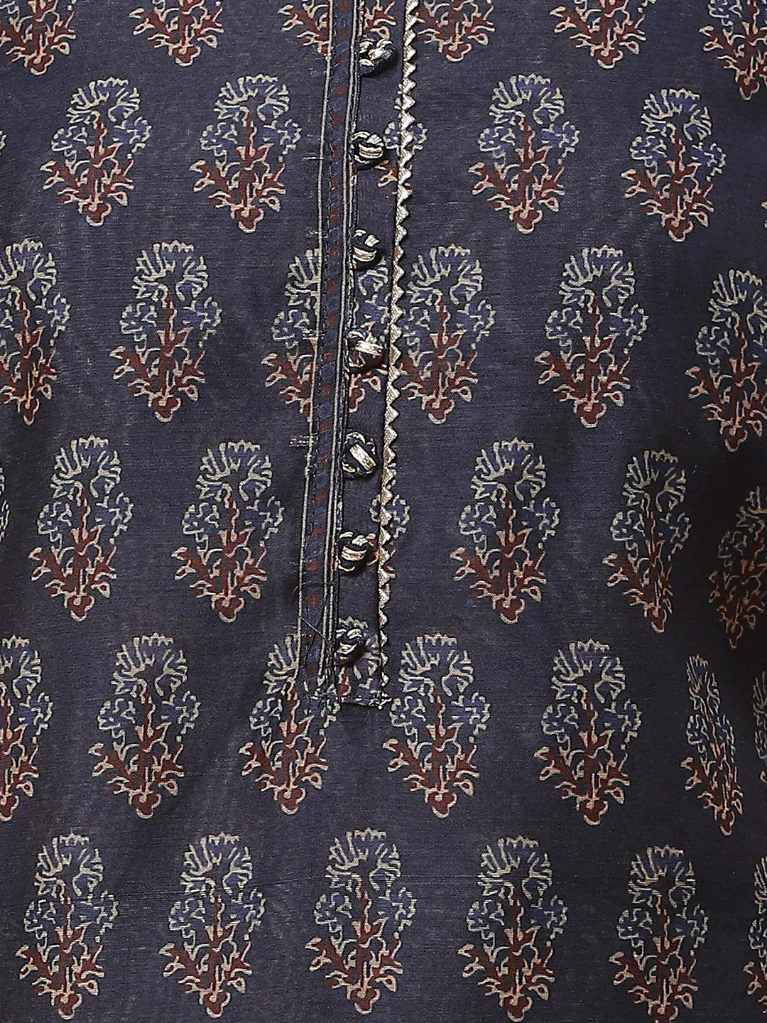 Indigo Printed Chanderi Unstitched Suit Piece With Dupatta